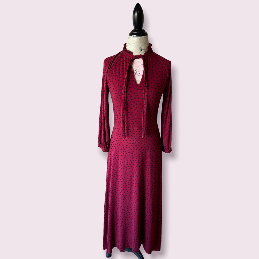 Boden Maxi Polka Dotted Long Sleeve Dress